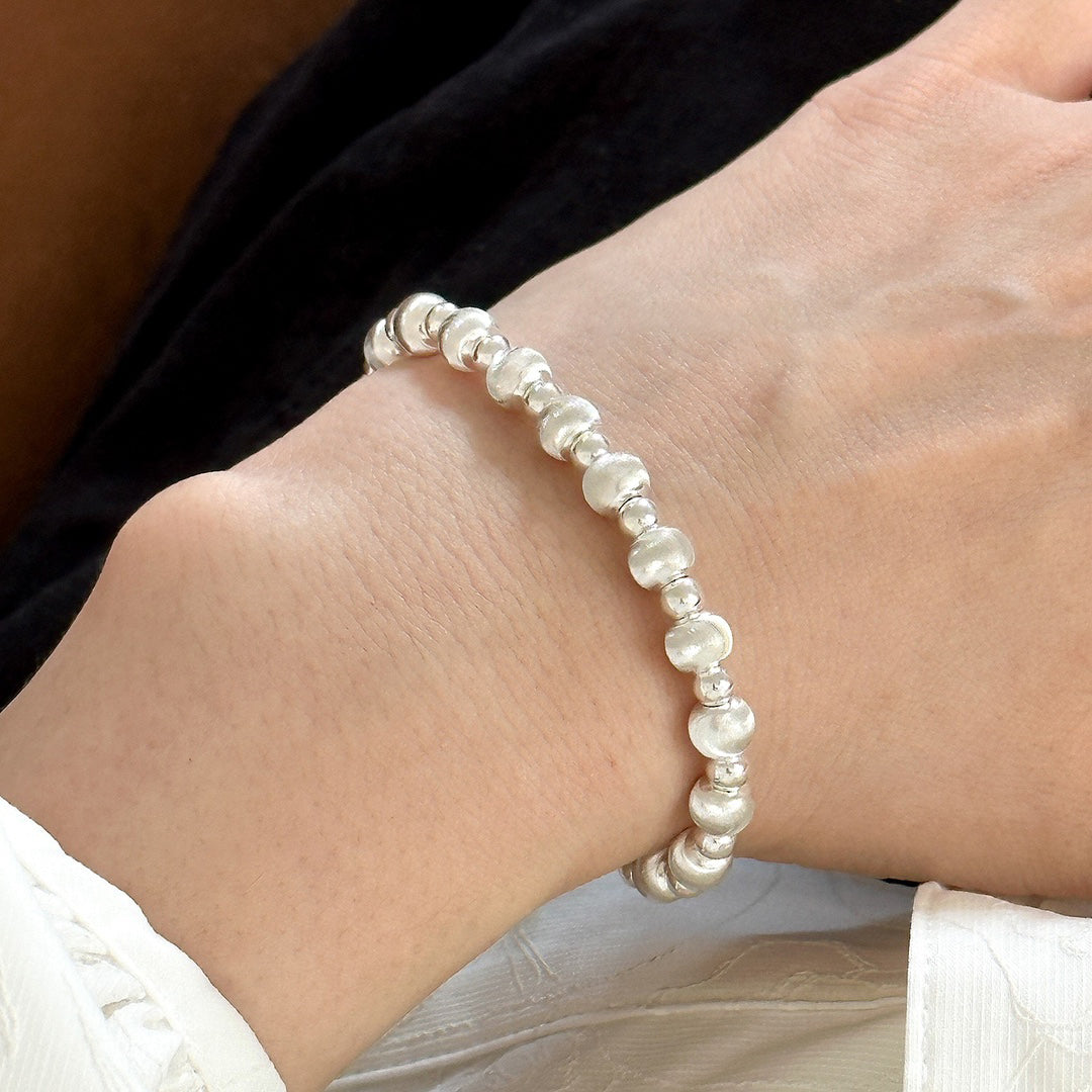 Moonlit Brilliance - S925 Brushed Silver Bracelet