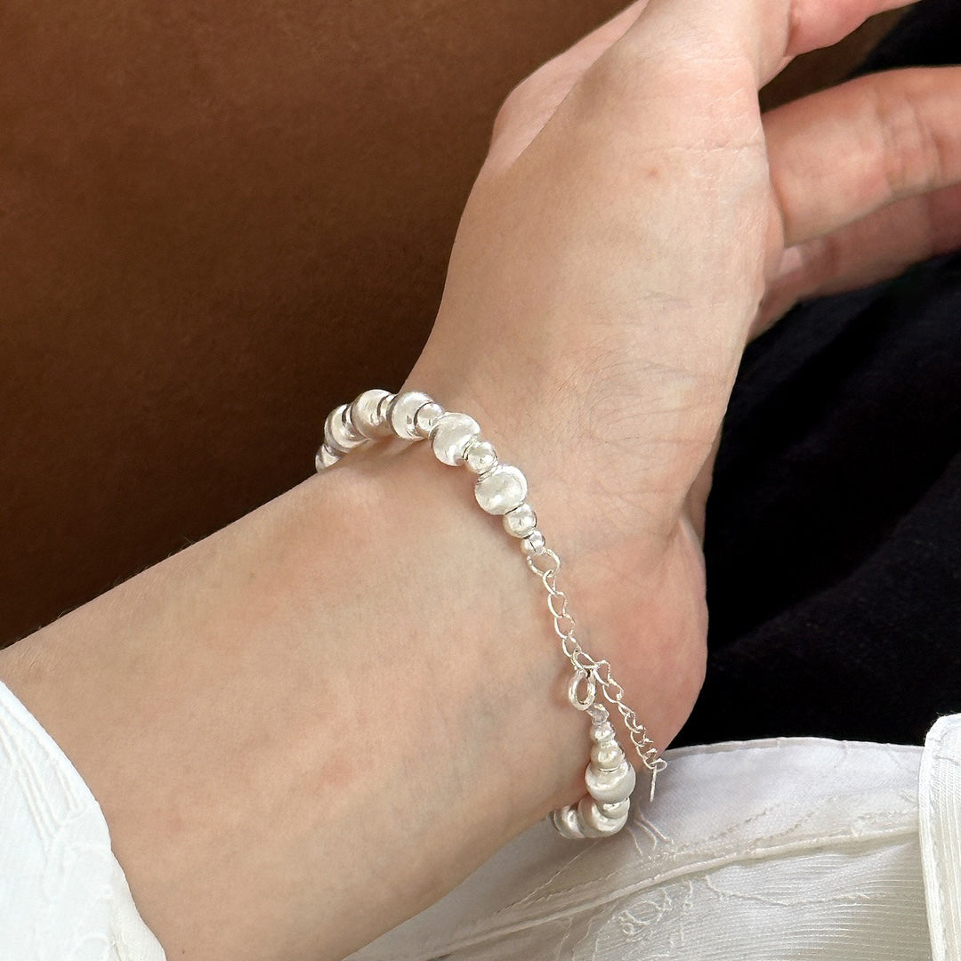 Moonlit Brilliance - S925 Brushed Silver Bracelet