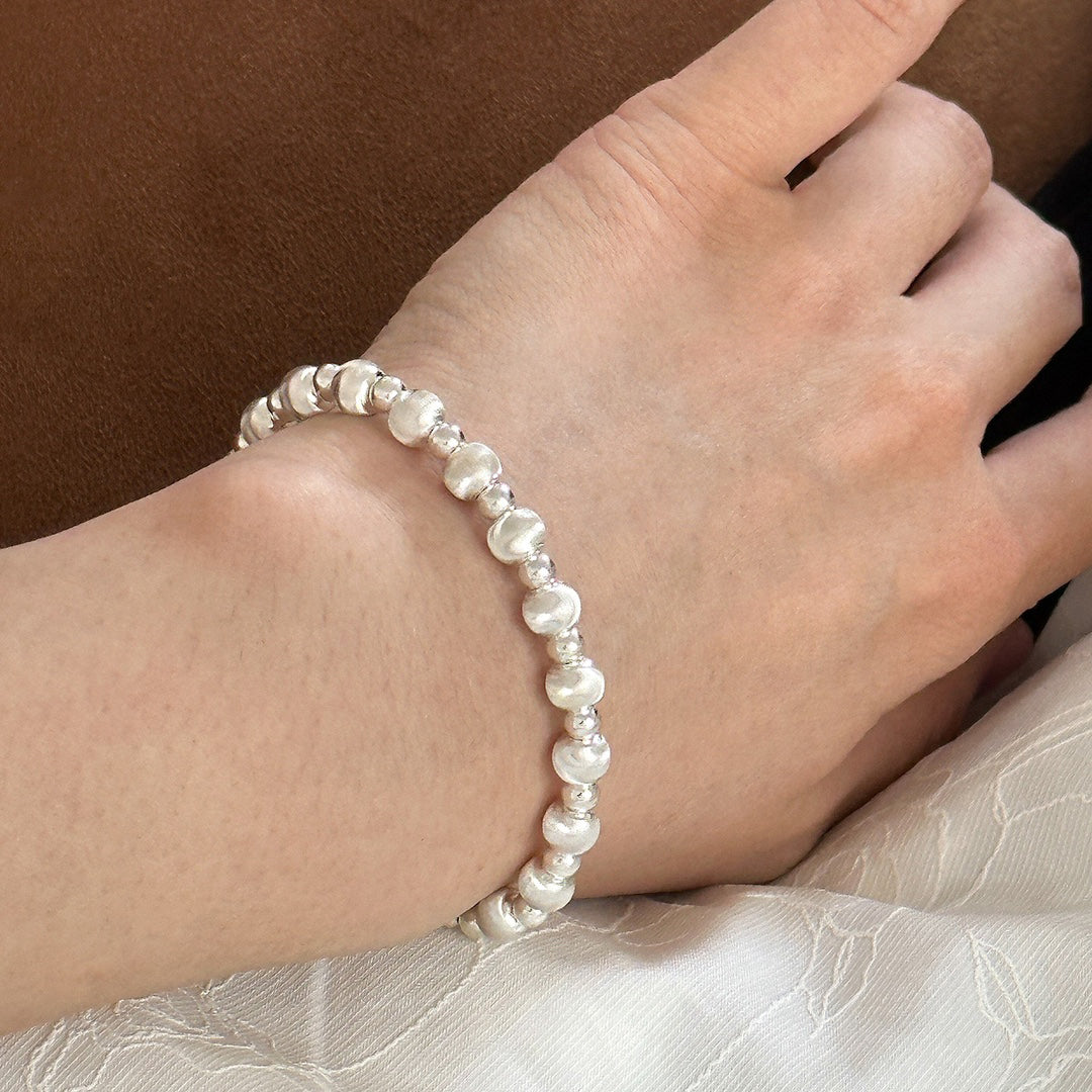 Moonlit Brilliance - S925 Brushed Silver Bracelet