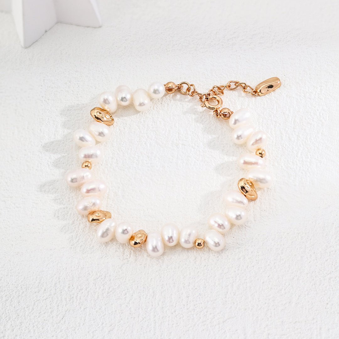 S925 Silver Gold-Plated Vintage Pearl Bracelet