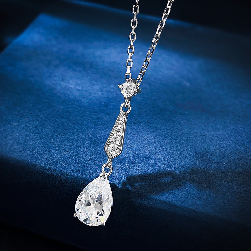 S925 Silver Teardrop Zircon Pendant Necklace