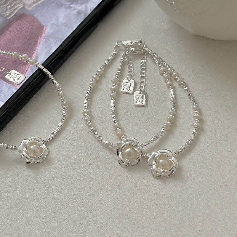 S925 Silver Camellia Pearl Bracelet