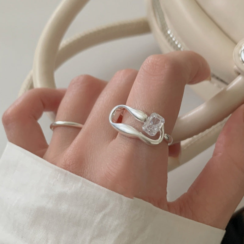 Sugar Gleam · Square-Cut Silver Ring