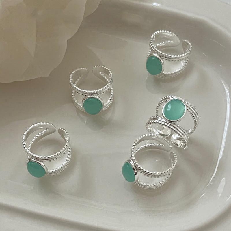 Emerald Echo · Double Layer Green Gem Ring