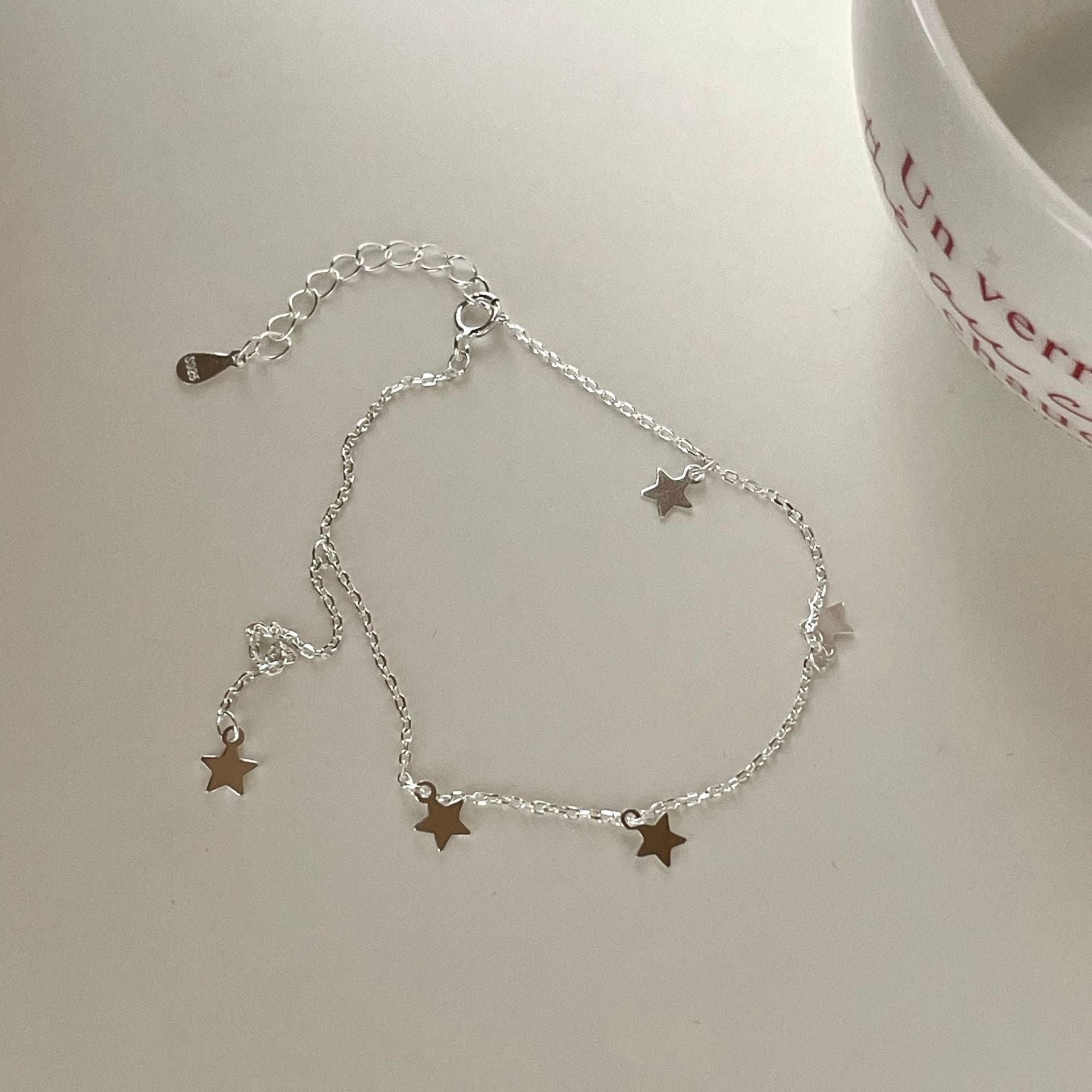 S925 Silver Christmas Wish Star Tassel Bracelet