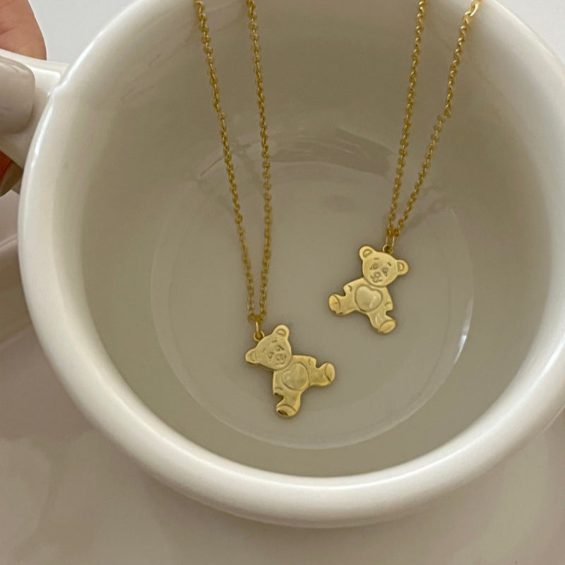 S925 Sterling Silver Gold-Tone Bear Necklace