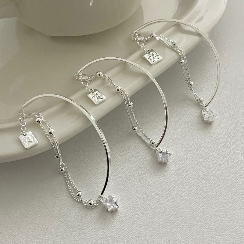 S925 Silver Zircon Star Bangle