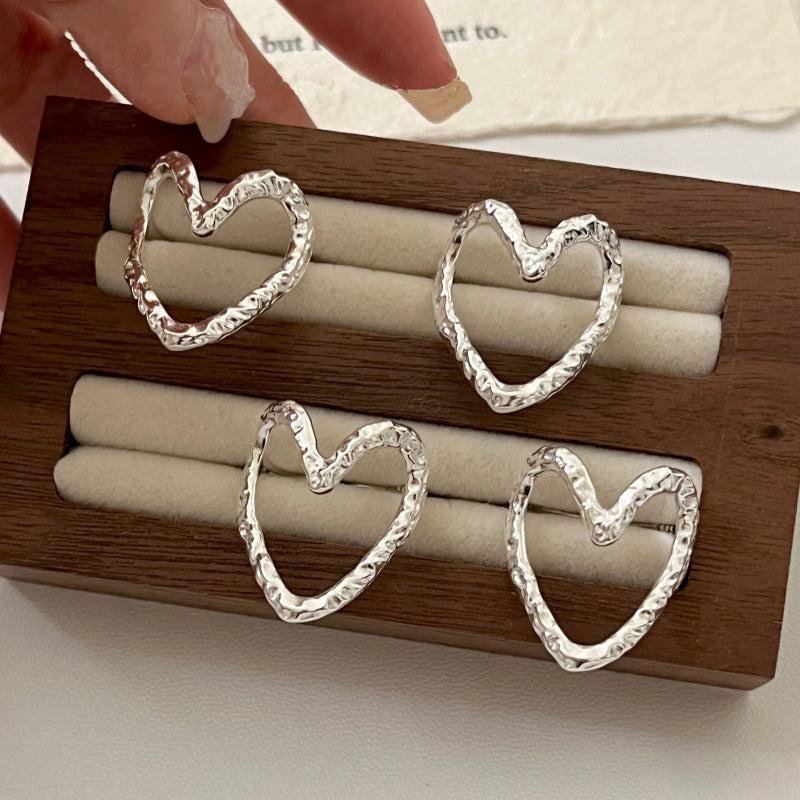 Etched Heart · Vintage Hollow Silver Ring
