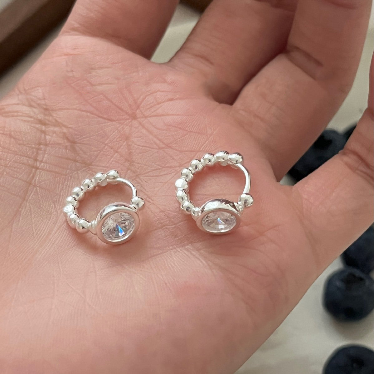 S925 Silver Minimalist Zircon Hoop Earrings