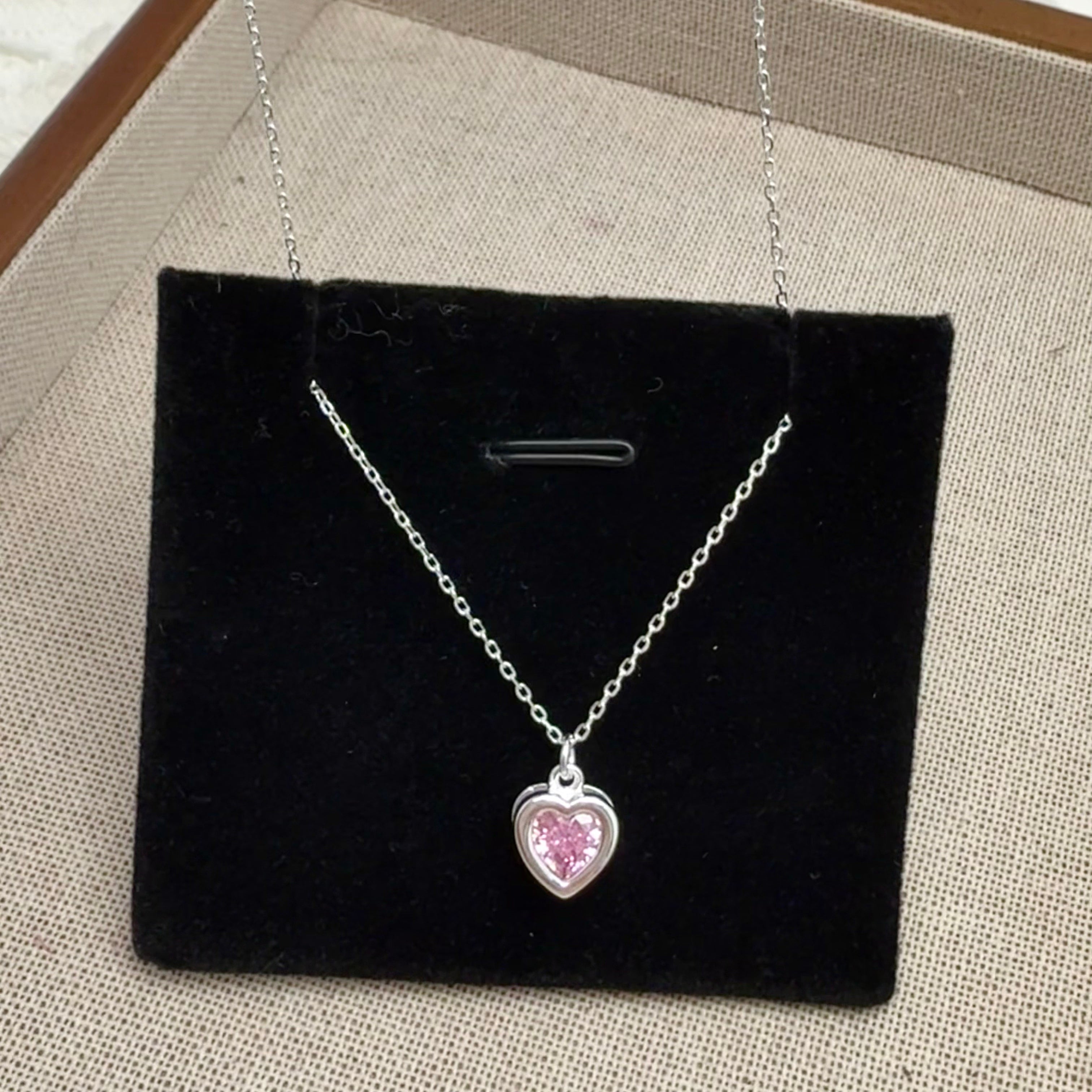 S925 Sterling Silver Heart Zircon Necklace