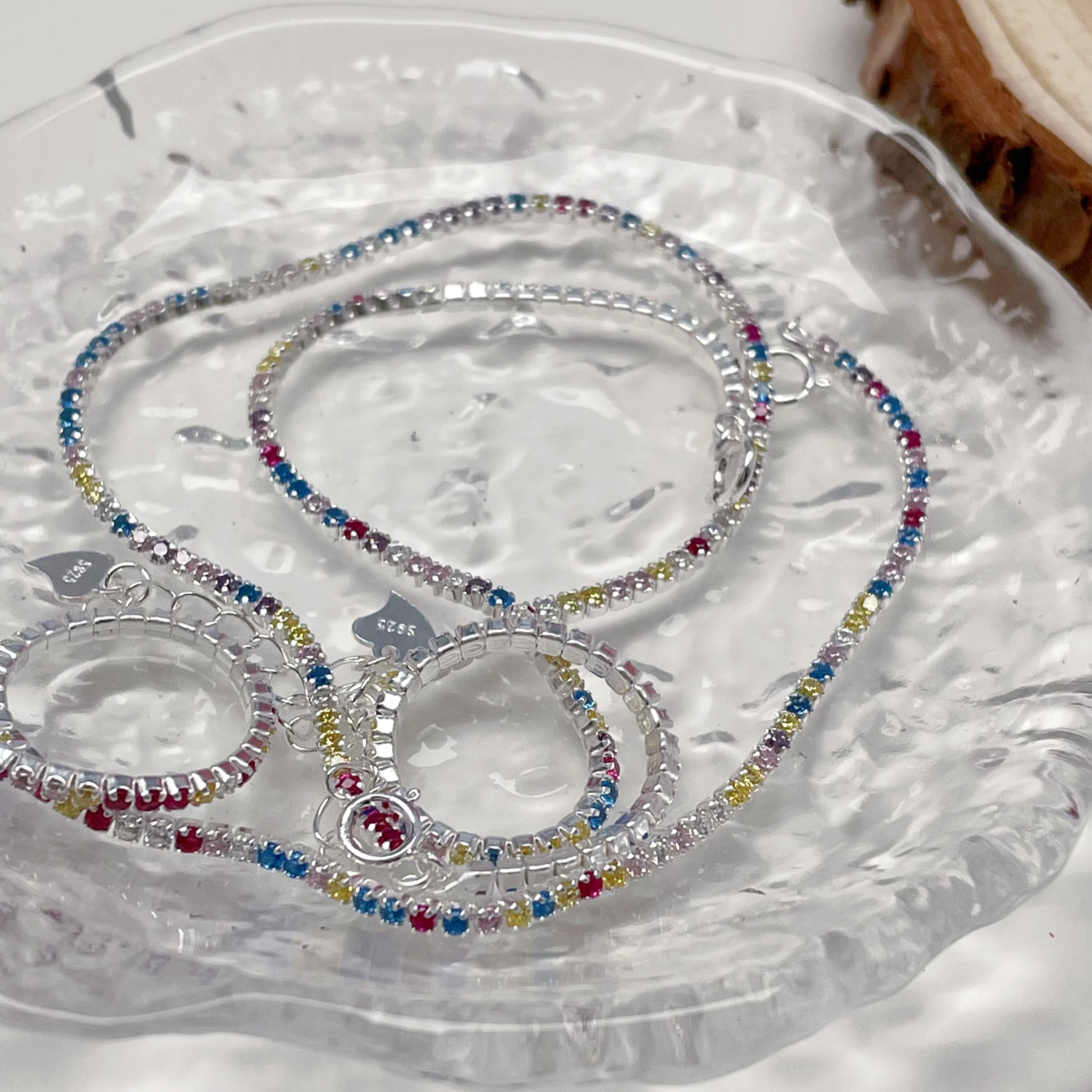 Delicate Colorful Zircon - Silver Bracelet