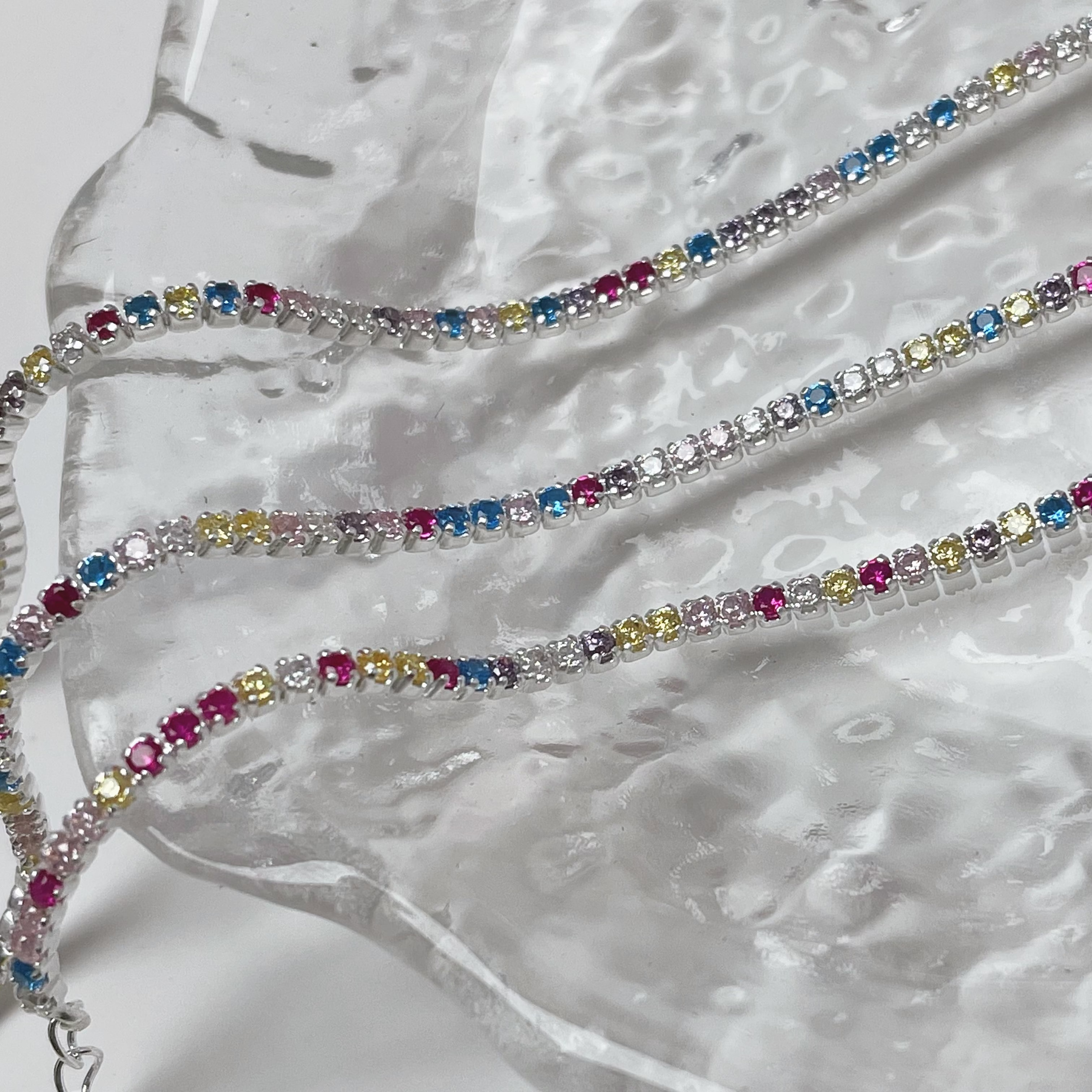 Delicate Colorful Zircon - Silver Bracelet