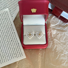 S925 Sterling Silver Natural Pearl Heart Stud Earrings