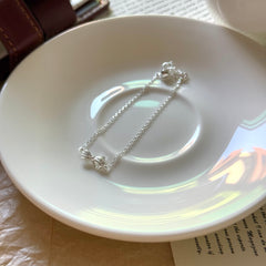 S925 Sterling Silver Pavé Bow Adjustable Bracelet