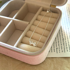 S925 Sterling Silver Pavé Bow Adjustable Bracelet