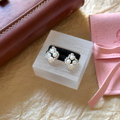 S925 Sterling Silver Freshwater Pearl Woven Four-Leaf Clover Jewelry Set