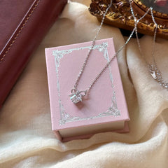 S925 Sterling Silver Pavé Bow Necklace