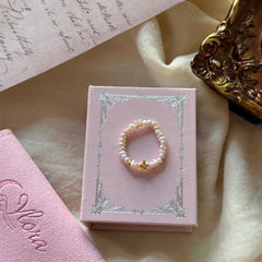 Freshwater Pearl Golden Osmanthus Elastic Ring