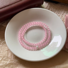Blush Pink Chalcedony & Freshwater Pearl Double-Layer Bracelet