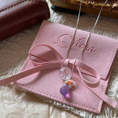 S925 Sterling Silver White Crystal & Yellow-Purple Teardrop Pendant Freshwater Pearl Necklace