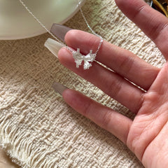 S925 Sterling Silver Sweet Butterfly Collarbone Necklace