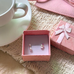 S925 Sterling Silver Red Zircon Cake & Fork Stud Earrings