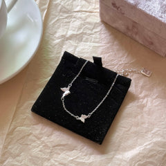 S925 Sterling Silver Brushed Double Butterfly Bracelet