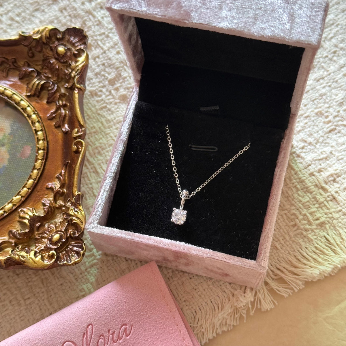 S925 Sterling Silver Vintage Square Zircon Necklace