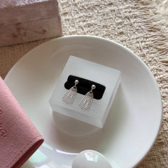 S925 Sterling Silver Chain Tassel Bead Stud Earrings