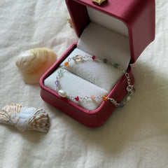 S925 Sterling Silver Celestial Multi-Stone Citrine & Amethyst Pearl Bracelet