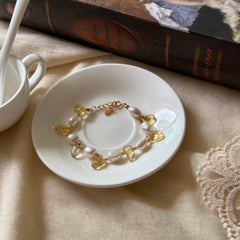 Natural Pearl & Crystal Gold-Plated Sterling Silver Bracelet