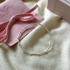 S925 Sterling Silver Vintage Bamboo Link Stretch Bracelet