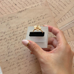 Vintage Matte Floral Open Ring