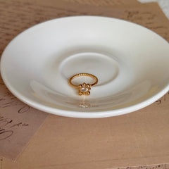 Small Golden Flower Zircon Open Ring