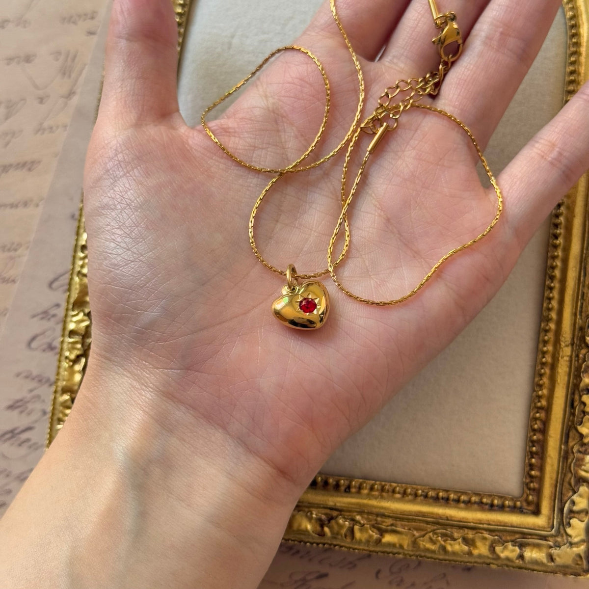 Red Zircon Heart Necklace