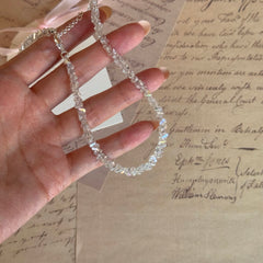 White Crystal Icy Shimmer Chip Chain Necklace