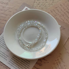 White Crystal Icy Shimmer Chip Chain Necklace