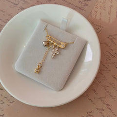 Cross Zircon & Pearl Necklace