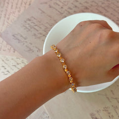Gold Zircon Beaded & Blue Zircon Stackable Bracelet Set