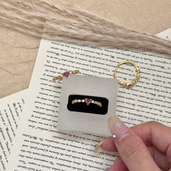 S925 Silver Gold-Plated Tourmaline Heart Zirconia Ring