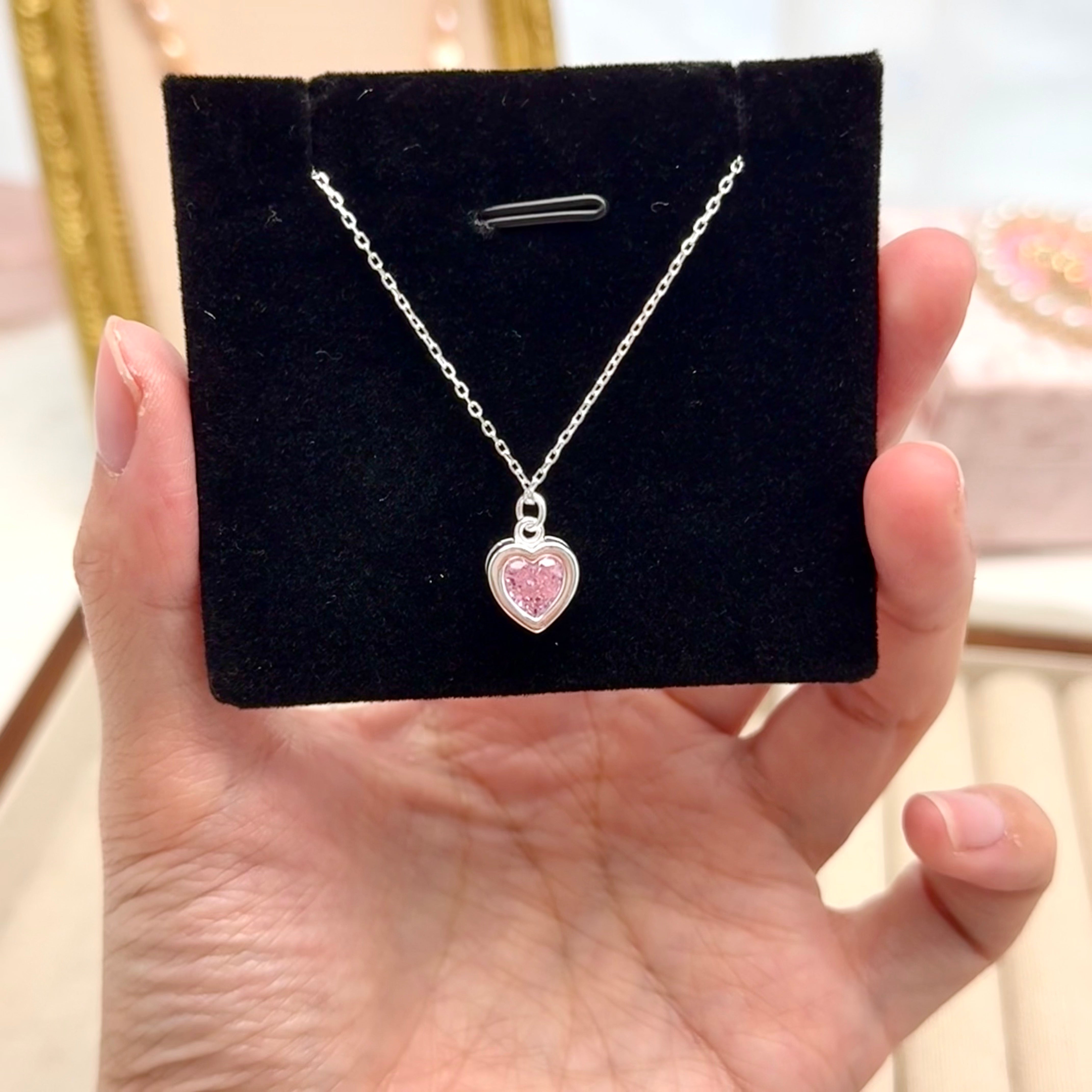 S925 Sterling Silver Heart Zircon Necklace