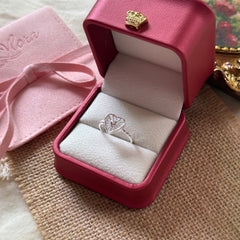 S925 Sterling Silver Vertical Stripe Open Heart Ring