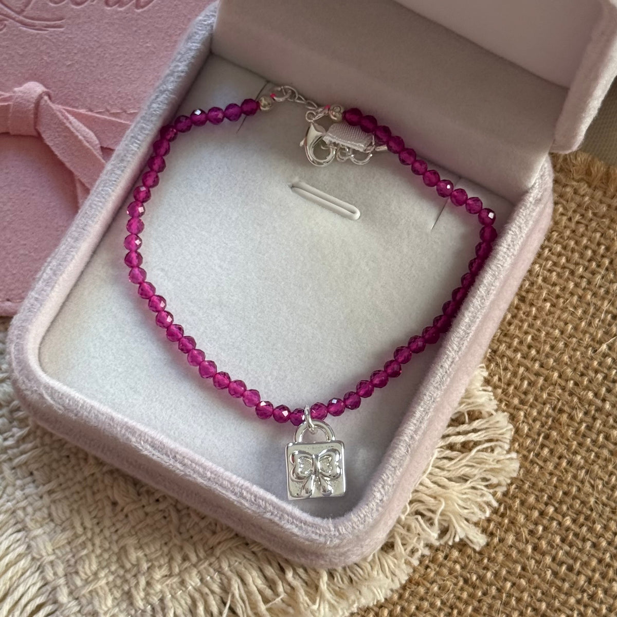 Ruby Heart Bow Toggle Bracelet