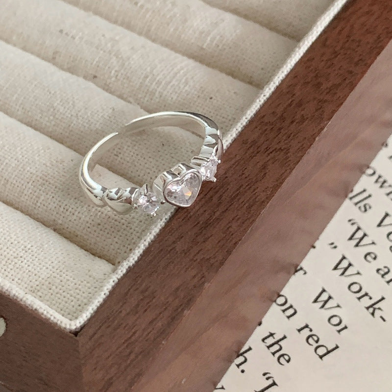 S925 Silver Heart Zirconia Ring