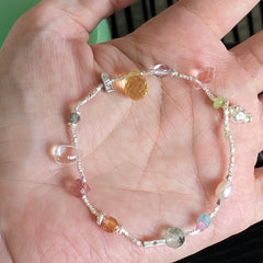 Natural Pearl & Silver Fragment Crystal Bracelet