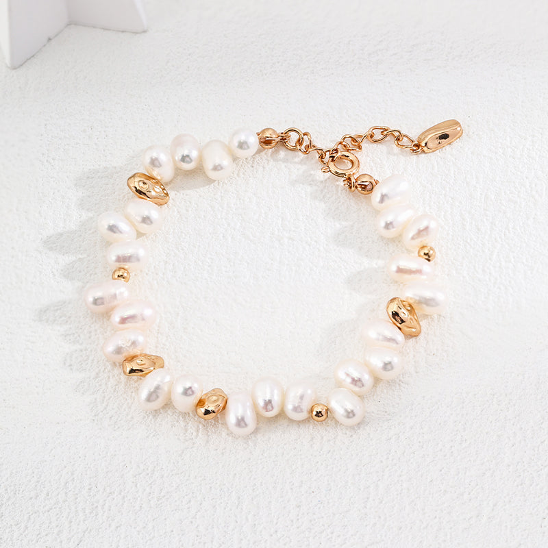 S925 Silver Gold-Plated Vintage Pearl Bracelet