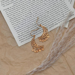 S925 Silver Gold-Tone Crescent Moon Boho Earrings