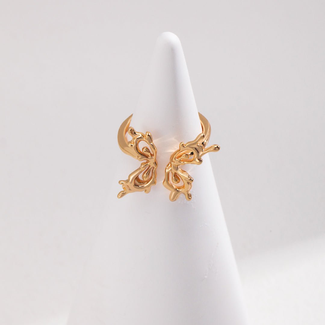 S925 Silver Gold-Plated Vintage Butterfly Open Ring