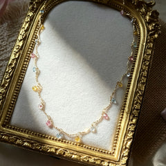 Colorful Crystal Teardrop Pavé Necklace