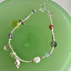 Natural Pearl & Silver Fragment Crystal Bracelet